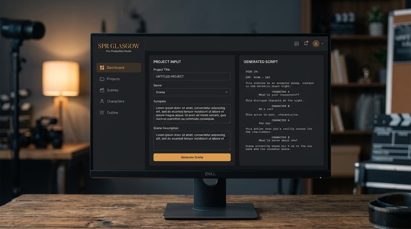 Dashboard preview of an AI pre-production studio workspace
